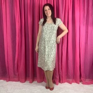 Y2K Pursuits Ltd silk daisy‎ print empire waist midi dress, size 8